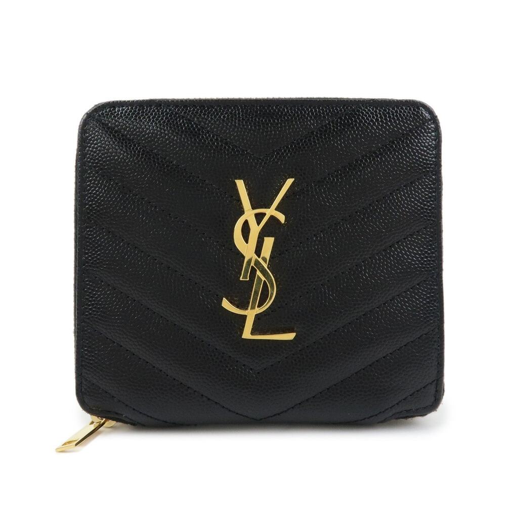 Saint Laurent Monogram Quilted Calfskin Compact Wallet Black